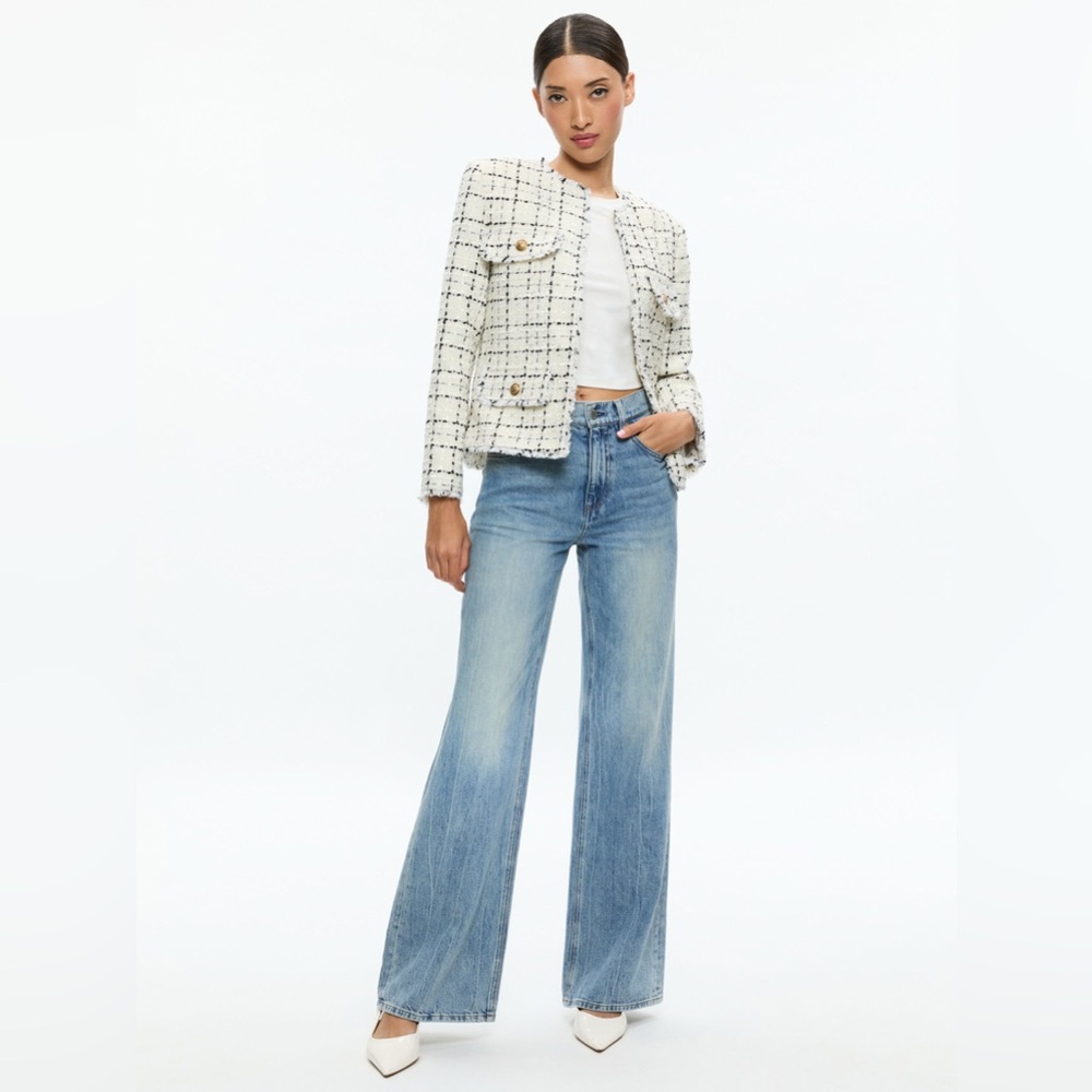 NWT $595 Alice and Olivia Dumont Tweed Boxy Jacket